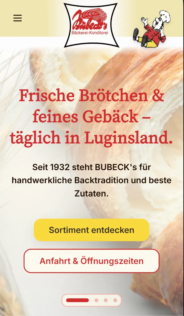 Mobile Vorschau der BUBECK’s Brot & mehr Website